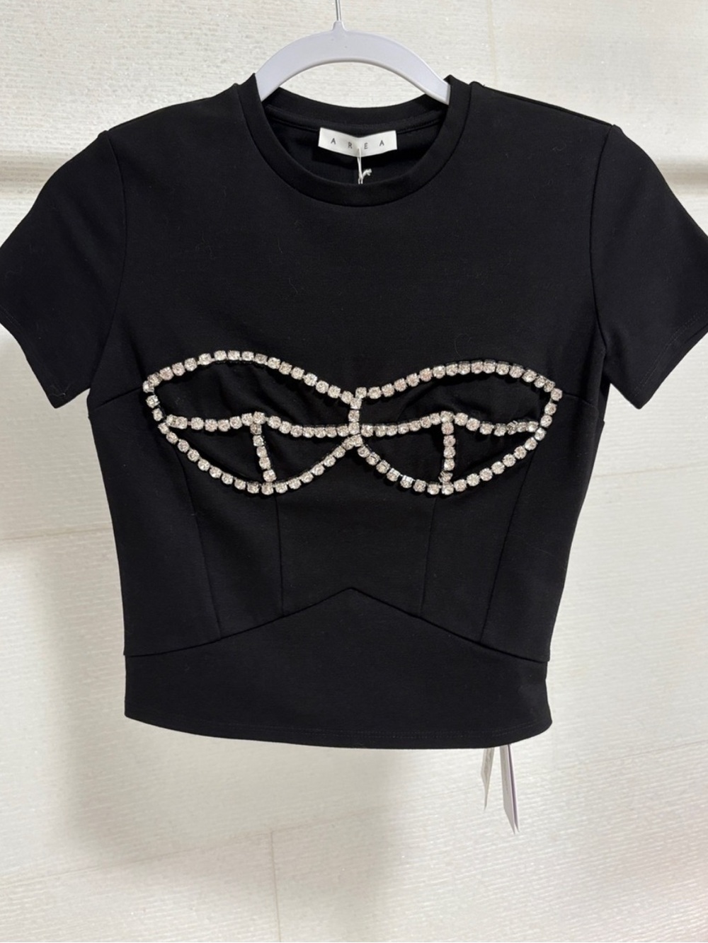 AREA NYC Crystal Embellished Bustier Corset Top Black XS NWT